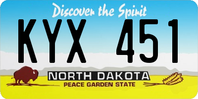 ND license plate KYX451