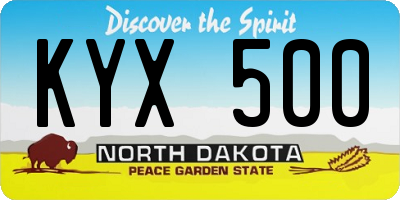 ND license plate KYX500