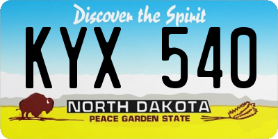 ND license plate KYX540