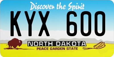 ND license plate KYX600