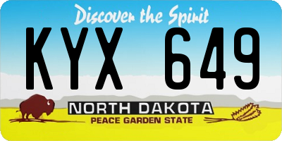 ND license plate KYX649