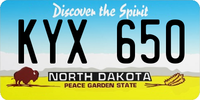 ND license plate KYX650