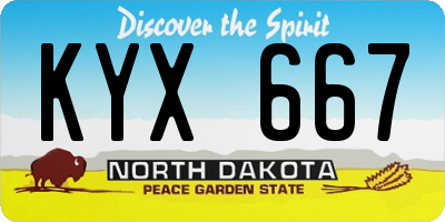 ND license plate KYX667