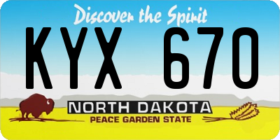 ND license plate KYX670