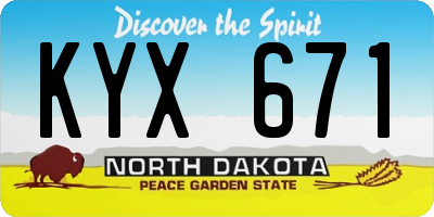 ND license plate KYX671