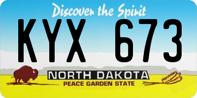 ND license plate KYX673