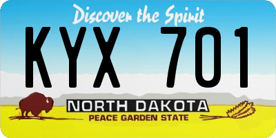 ND license plate KYX701