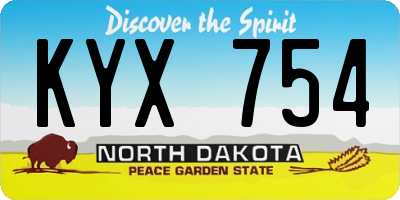 ND license plate KYX754