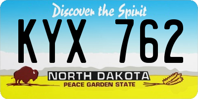 ND license plate KYX762