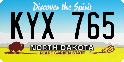 ND license plate KYX765