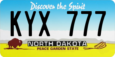 ND license plate KYX777