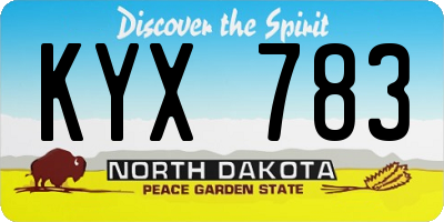 ND license plate KYX783