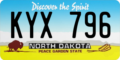 ND license plate KYX796