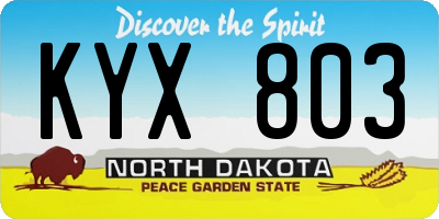 ND license plate KYX803