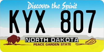 ND license plate KYX807