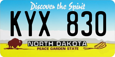 ND license plate KYX830