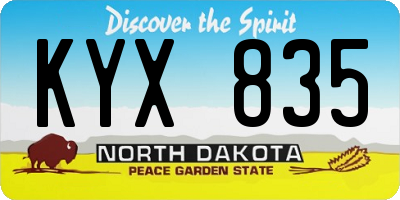 ND license plate KYX835
