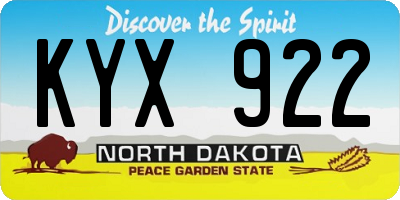 ND license plate KYX922