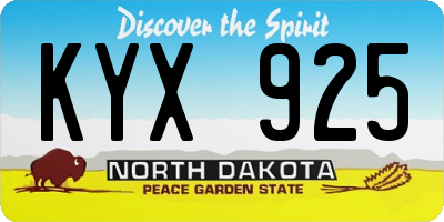 ND license plate KYX925