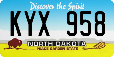 ND license plate KYX958