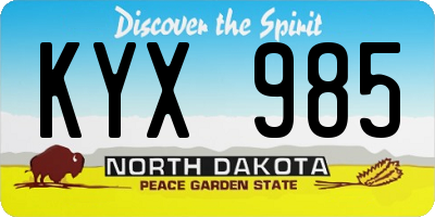 ND license plate KYX985