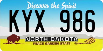 ND license plate KYX986