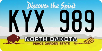 ND license plate KYX989