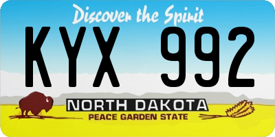 ND license plate KYX992