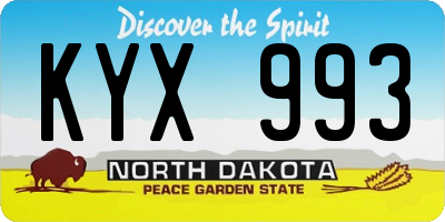 ND license plate KYX993