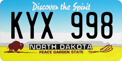 ND license plate KYX998