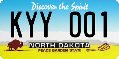 ND license plate KYY001