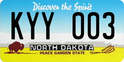ND license plate KYY003