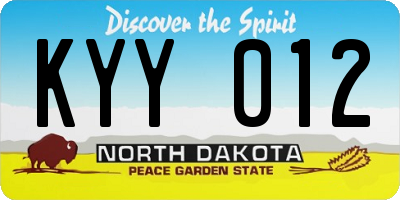 ND license plate KYY012