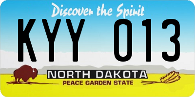 ND license plate KYY013