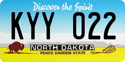 ND license plate KYY022
