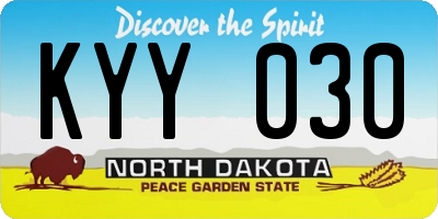 ND license plate KYY030