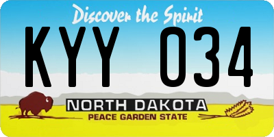 ND license plate KYY034