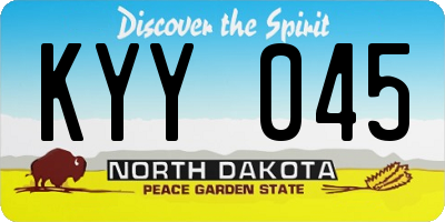 ND license plate KYY045