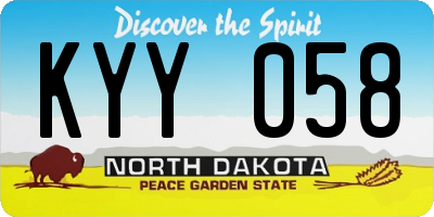 ND license plate KYY058