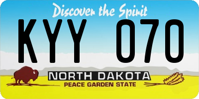 ND license plate KYY070