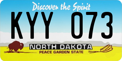 ND license plate KYY073