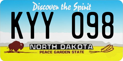 ND license plate KYY098