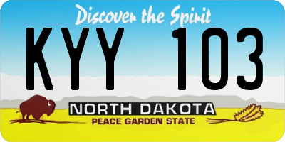 ND license plate KYY103