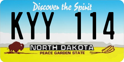 ND license plate KYY114