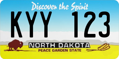 ND license plate KYY123