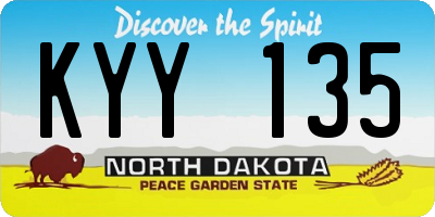 ND license plate KYY135