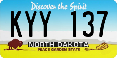 ND license plate KYY137