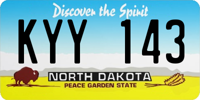 ND license plate KYY143