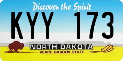 ND license plate KYY173