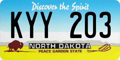 ND license plate KYY203